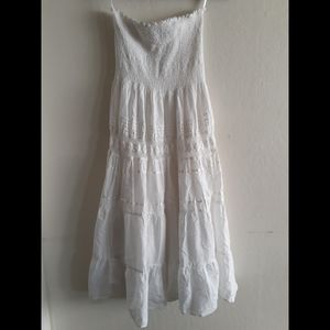 White Boho Cotton Tube Dress